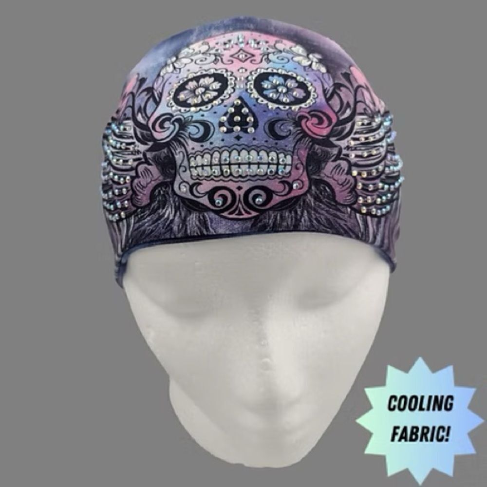 Sugar Skull With Wings Sublimation Rhinestone Headband